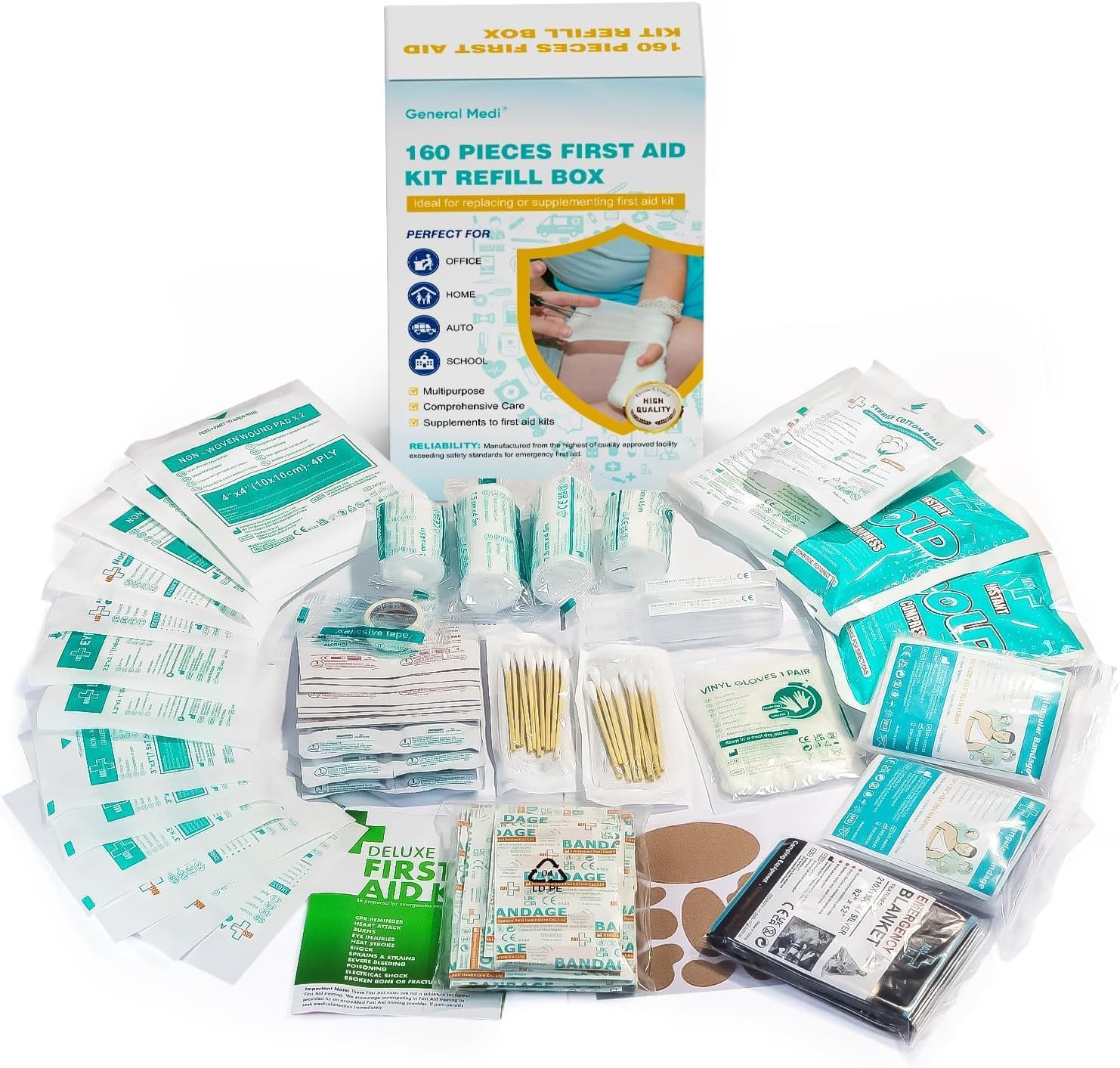 Trousse De Premiers Secours 120 Pièces General Medi - Maison, Voiture, Voyage, Randonnée
