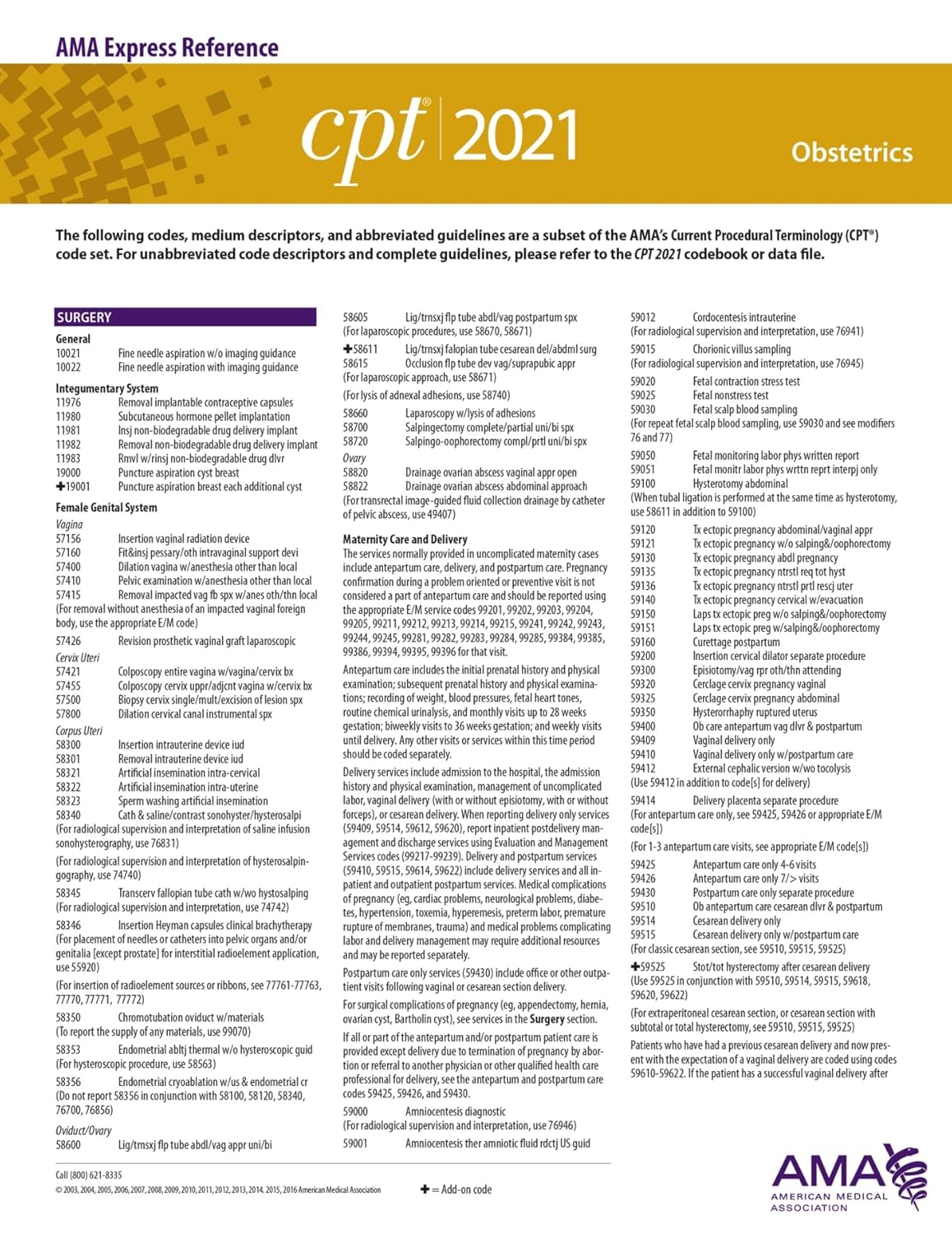 Amazon.com: Obstetrics (CPT 2021 Express Reference Coding Card ...