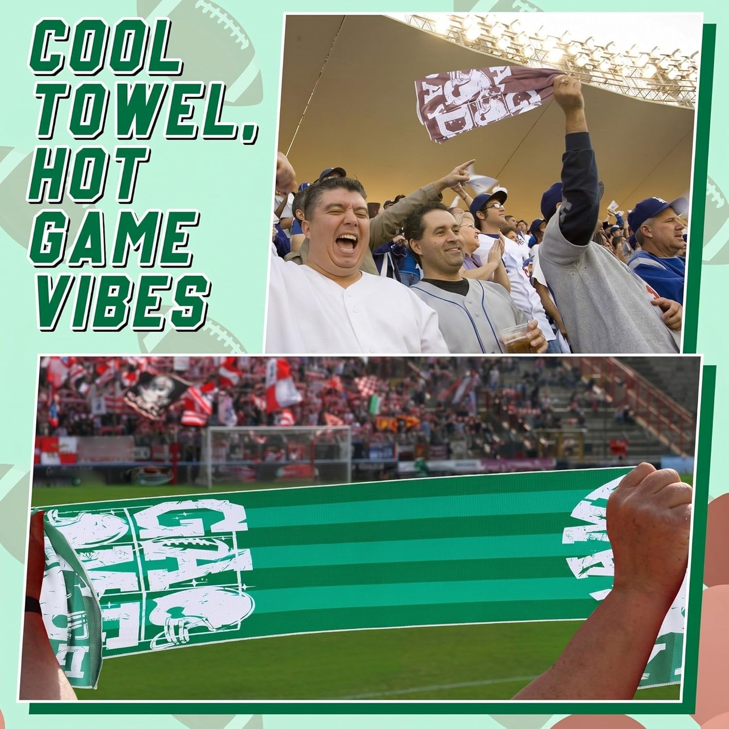 Mindsoft 12 Pcs Football Game Day Accessories Football Cooling Towels Ball Team Gift Microfiber Breathable Chilly Towel 35"x15" Sports Soft Ice Towel for Coach Training