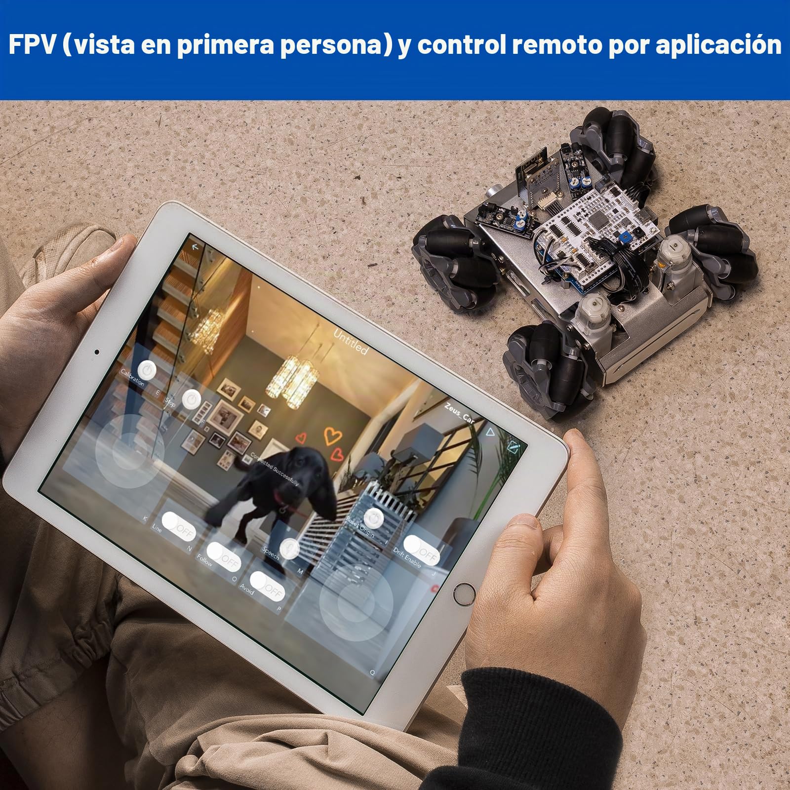SUNFOUNDER Smart Robot Car Kit Compatible con Arduino UNO R3, Movimiento Omnidireccional 4WD, FPV, ESP32 CAM, APP Romote Control etc, Kit Educational Robot para Adultos