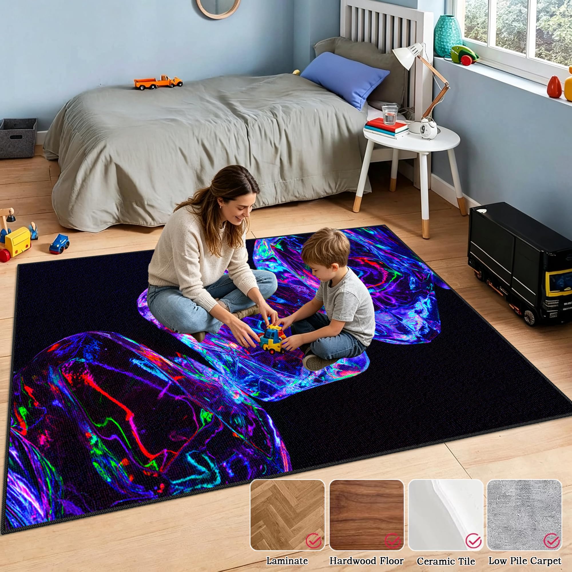 Zmywalny dywanik do pokoju zabaw, 80 x 130 cm / 31,50 x 51,18 cala Mata podłogowa na krzesło komputerowe do gier, mata sportowa, mata podłogowa dla graczy 3D do sypialni na krzesło biurowe