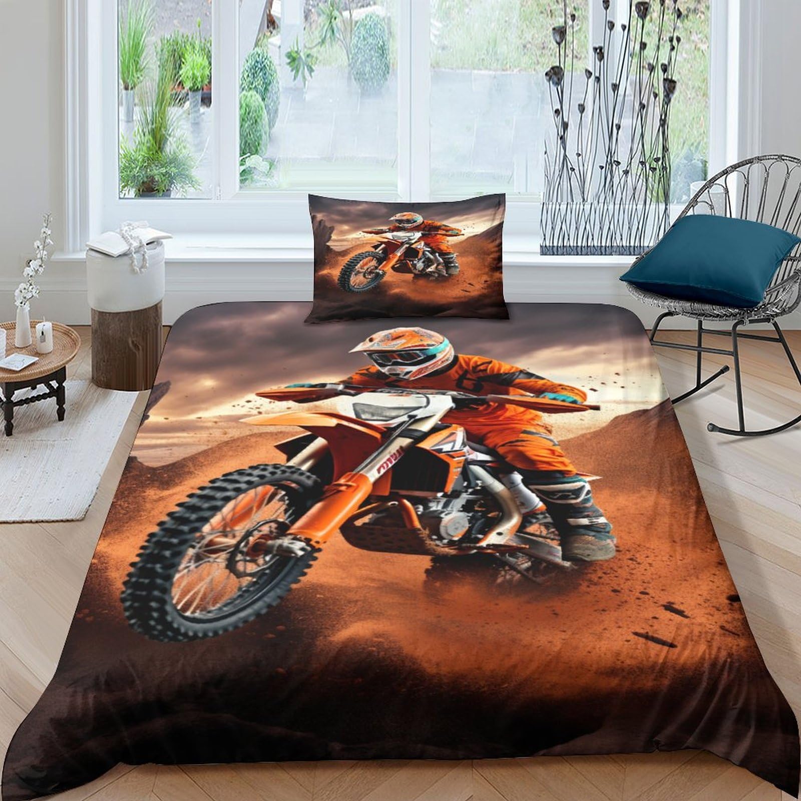 Parure de lit moto 3D pour transformer une chambre d'enfant