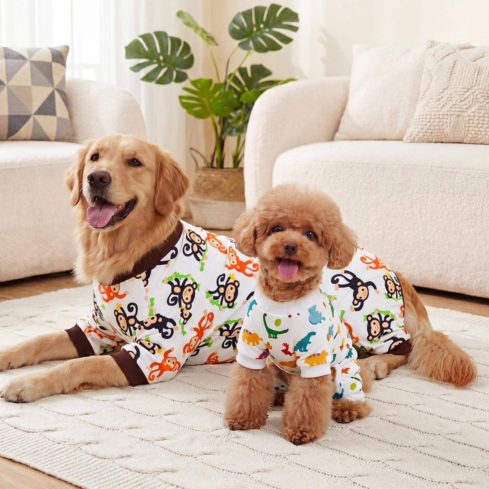 XPUDAC Paquete de 4 pijamas para perro, ropa de verano suave y elástica para perros grandes, medianos, niños, niñas, gatos, 3XL