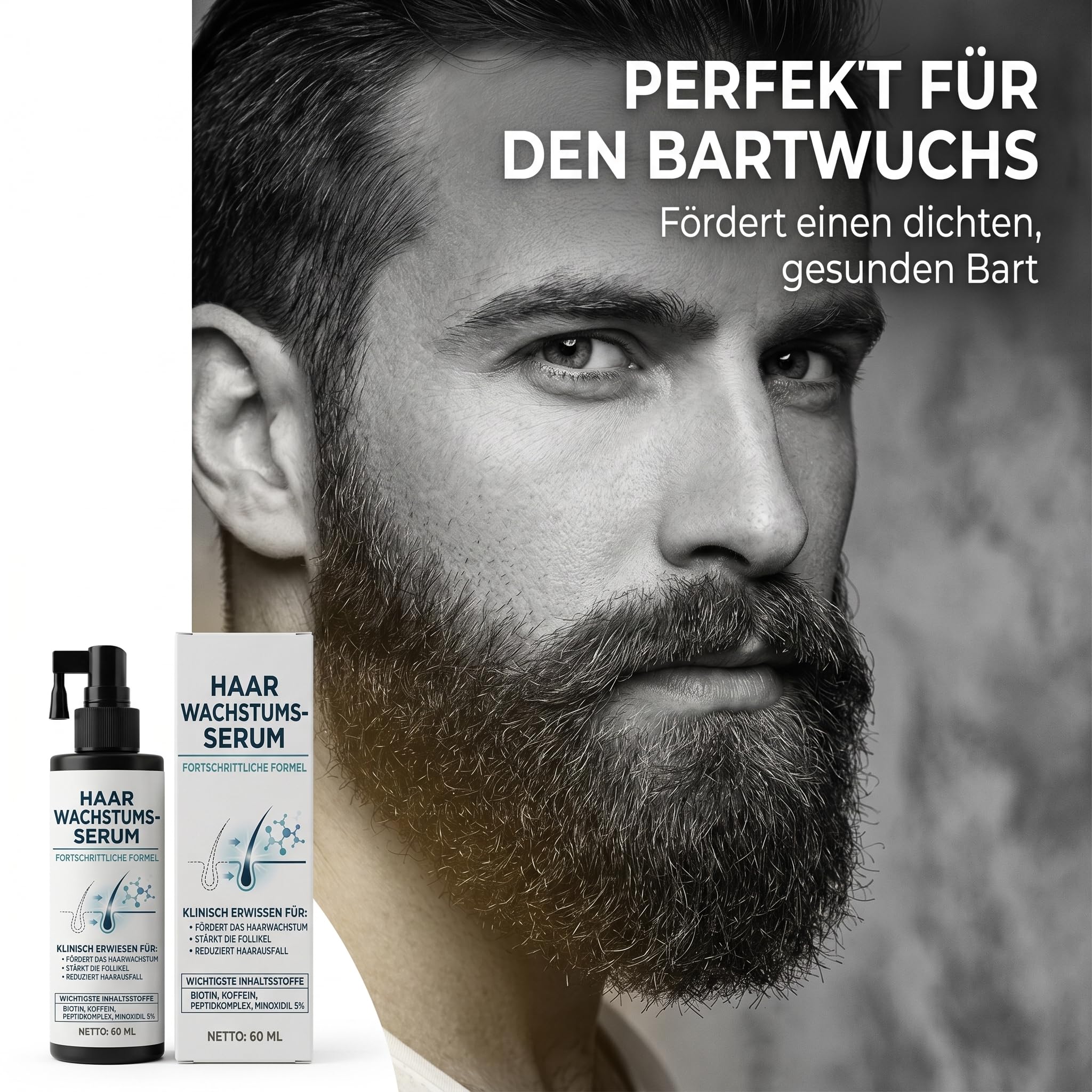 Hair Growth Spray, 60 ML Haarwachstum Spray, Natürlich Haarwachstum Beschleunigen, Stärkt die Haarfollikel, Beschleunigt das Hair Growth, Haarausfall Vorbeugen für Frauen & Männer
