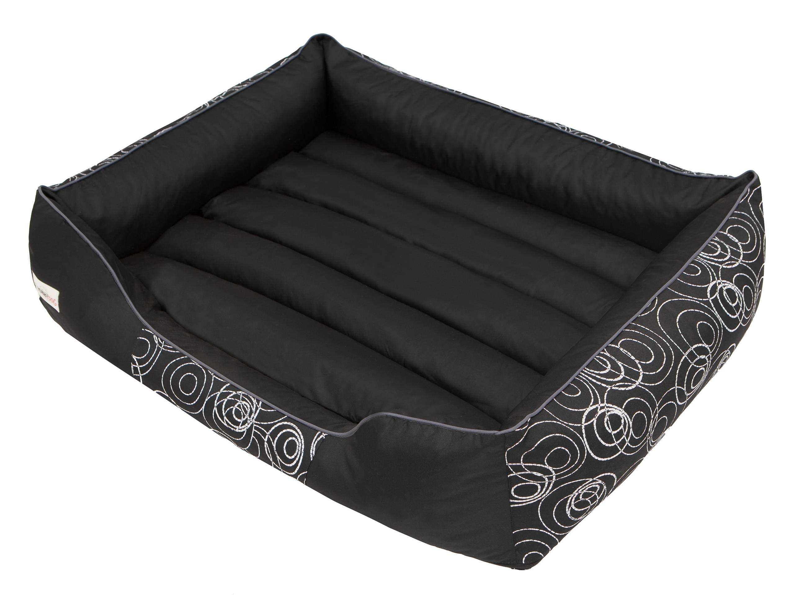 Cama Perro - Cuna para Perros para Dormir, con Funda de Cordura Extraíble (Lavable a 30°) - para Perros Pequeños y Grandes - Sofa para Perros - 85 x 65 cm - Negro con Anillos