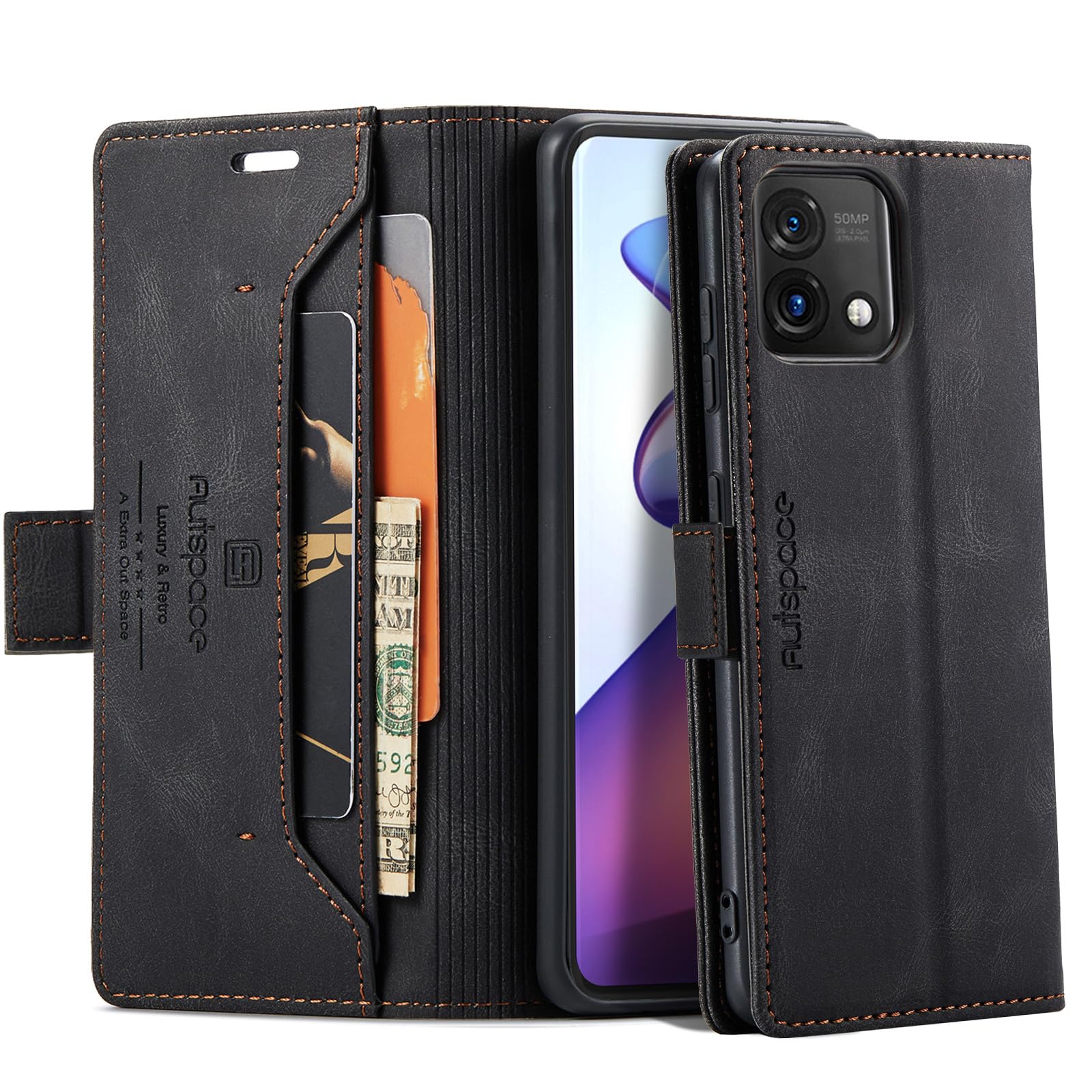 HAII Case for Moto G Stylus 5G 2023,PU Leather Folio Flip Wallet Case with Card Holster Stand Kickstand Magnetic Closure Shockproof Phone Cover for Motorola Moto G Stylus 5G 2023 (Black)