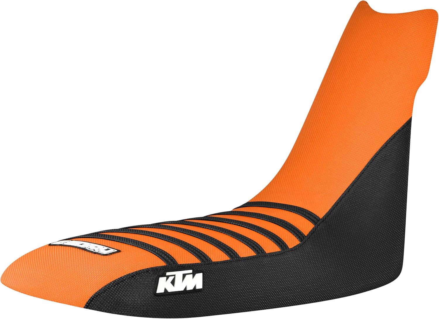 Enjoy Mfg Seat Cover - Compatible with KTM 2000-2005 400 640 LC4 E (Black Rib) Logo #326 (Black/Orange/Black)