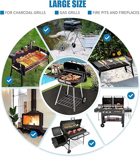 Miniatura 6 de OYOWUOT Tapete de parrilla para parrilla al aire libre, 60 x 40 pulgadas, rectangular, de doble cara, a prueba de fuego, tapete protector grande de