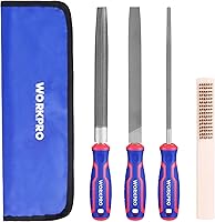 WORKPRO 3-Piece 8-Inch Metal File Set - High Carbon Steel Flat, Round & Half-Round Files for Wood, Metal, Plastic Shaping & Finishing