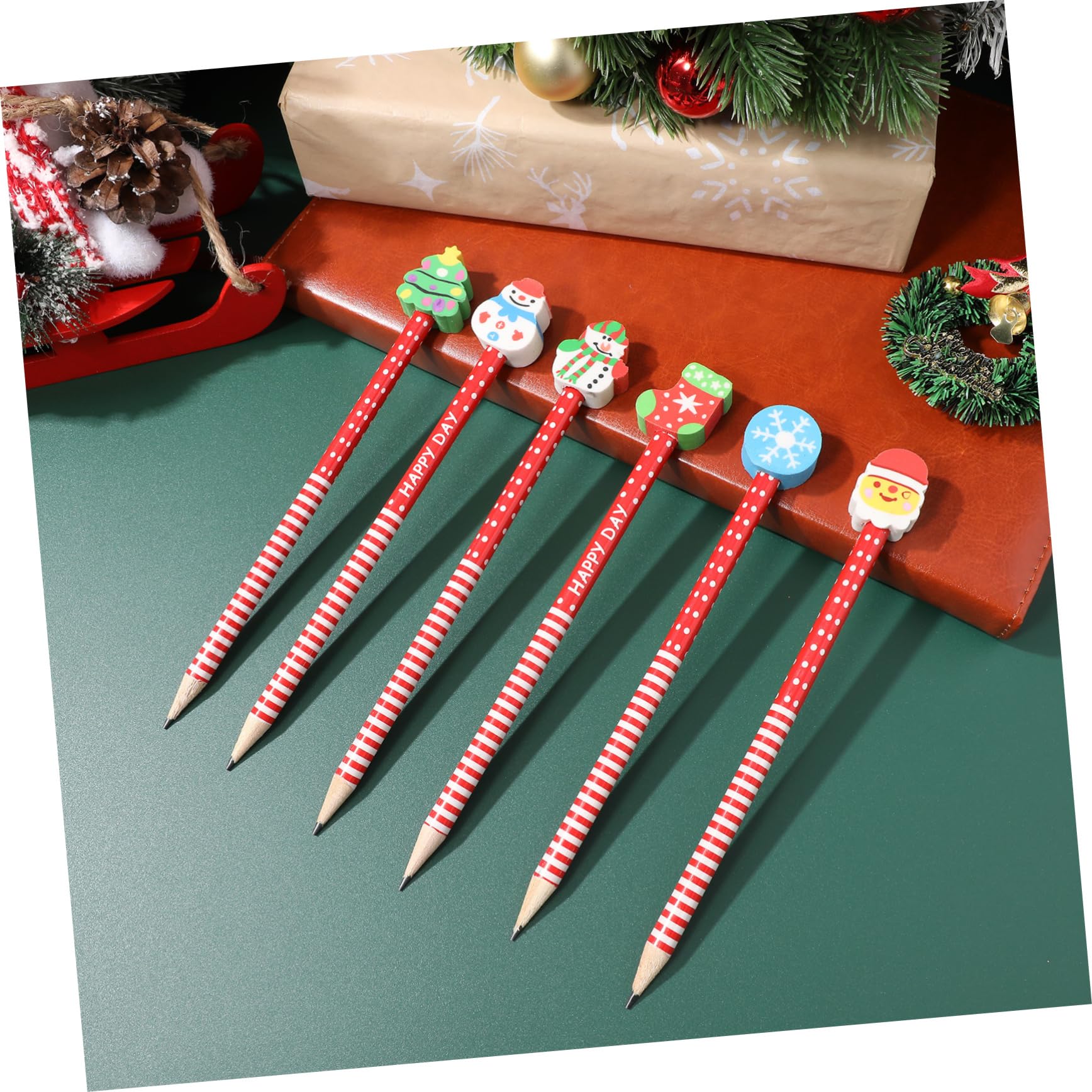 NUOBESTY 5 Set Set Di Matite in Gomma Natalizie Olowek Z Gumka Regalini Compleanno Gomme Da Cancellare Matite Natalizie Sfuse Per Matita Per Di Natale 36 Pezzi*5