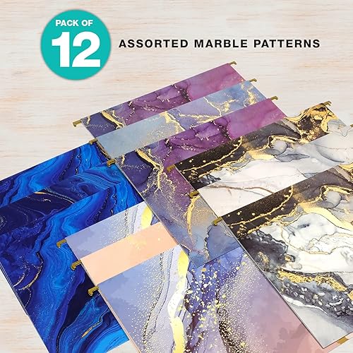 Miniatura 10 de Global Printed Products Carpetas colgantes impresas de diseño de lujo, 4 patrones, tamaño carta, 12 por paquete (girasol)