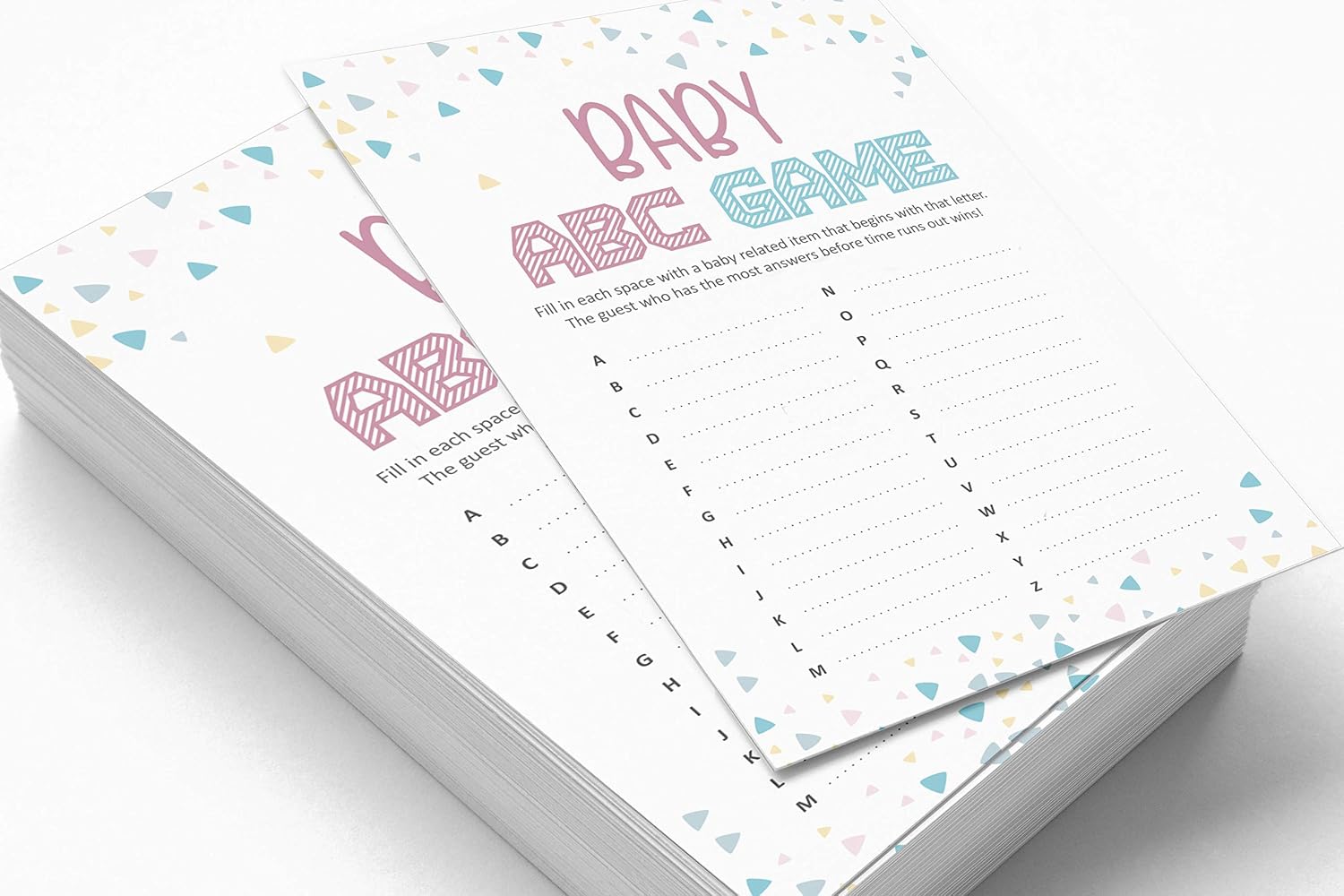 Inkdotpot Gender Reveal Baby Shower Game Set Of 50 Baby Alphabet ABC Game It’s A Boy It’s A Girl Party Supplies - Image 4