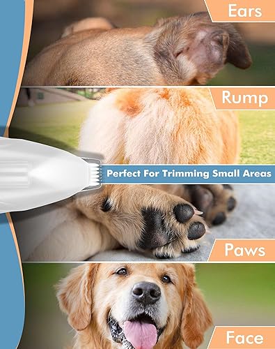 Miniatura 6 de Cortapelos para perros, kit inalámbrico de aseo para perros pequeños con luz LED, recortadora de pelo de gato recargable de bajo ruido para aseo de