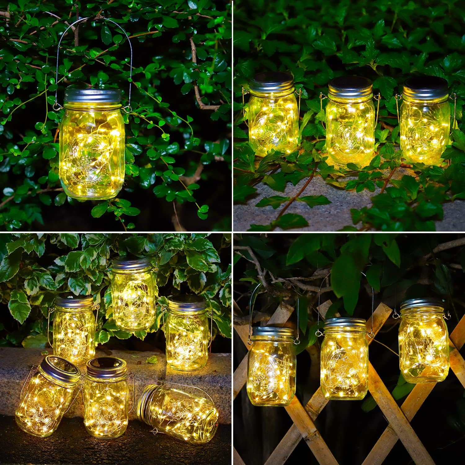 SUNACE 4 Stück Solarlampen für Außen - 30 LED Solar Laterne Hängend Solarlampions Außen Wetterfest Solar Lichterkette Aussen Gartendeko Laternen für Draußen Patio Balkon Garten Baum