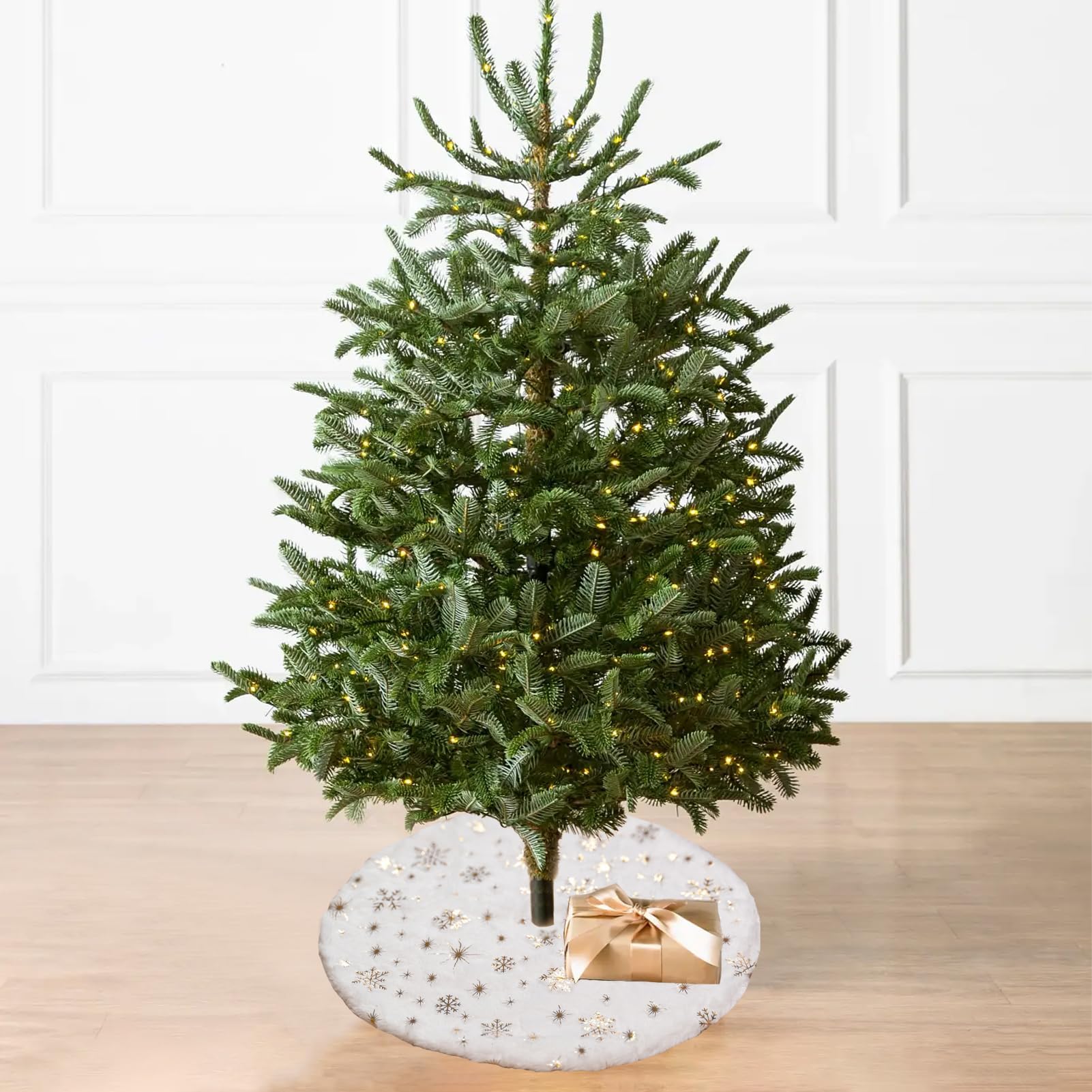 Faldón para Árbol de Navidad Pequeño, 38cm Mini Cubre Pie de Árbol, Felpa Falda Arbol, Base de árbol de Navidad Falda Redondas, para Mini Decoración del Arbol de Navideños (Blanco-E)