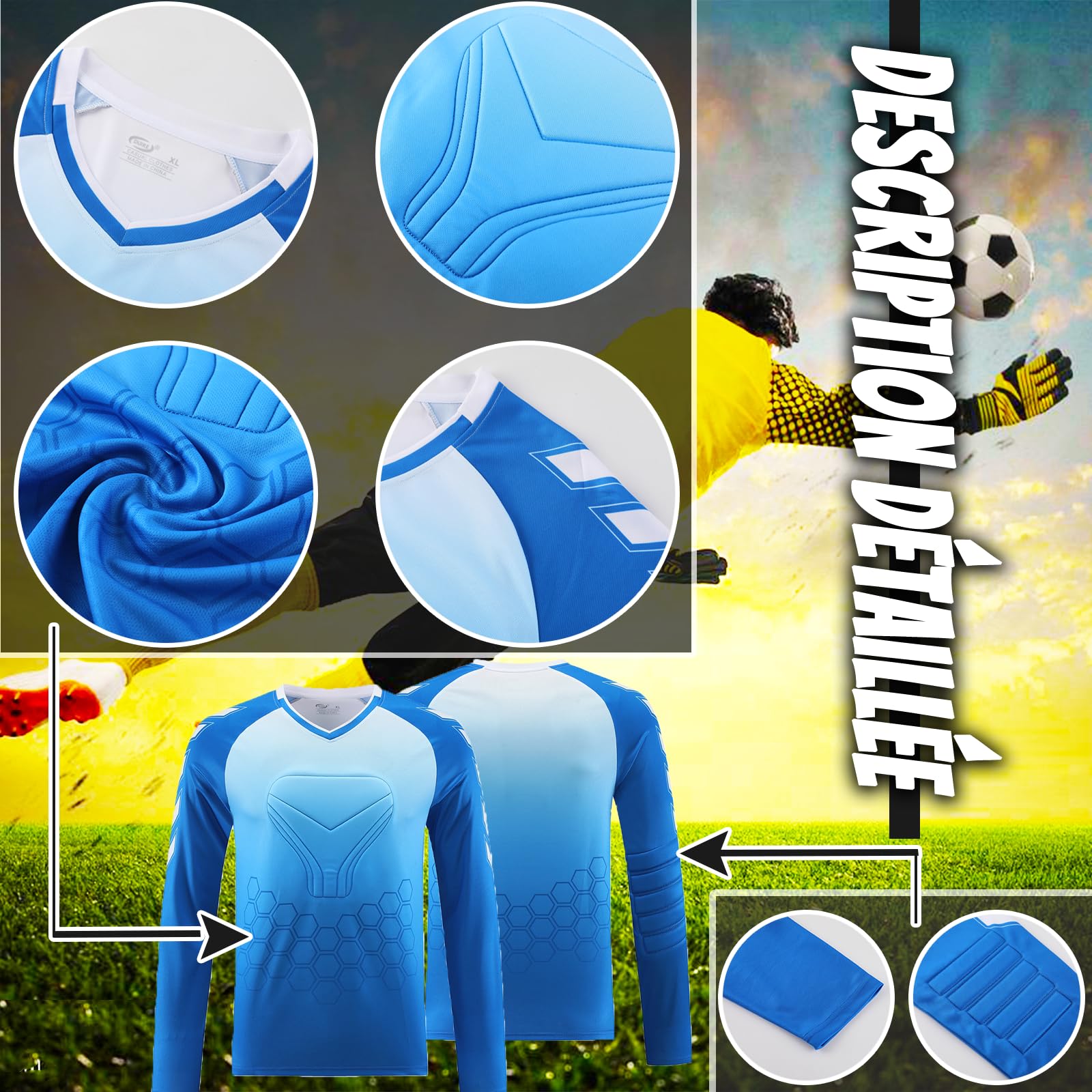 Ensemble Gardien de But Enfant Homme Personnalisés Maillots de Gardien de Football de But Adulte Enfant Maillot Gardien Foot Personnalisé Tenue Gardien Foot avec Votre Nom Numéro de Logo D'équipe