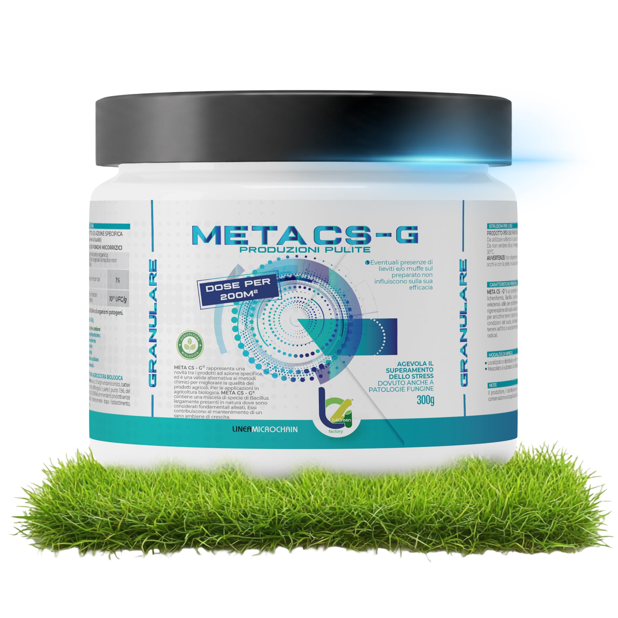 B4Green Meta CS-G Granulare 300g per 200m² – Micorrize per Piante e Micorrize in Polvere, Biostimolante Naturale del Suolo per Prato Orto e Giardino, Radici Forti e Tappeto Erboso Sano