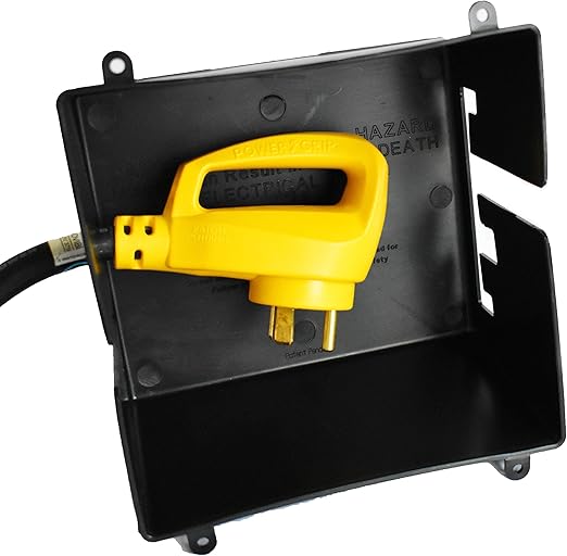 GR Innovations RV Extension Cord Cover | Plug Saver | Outdoor Electrical Cord Cover | Elevates & Shields Outdoor Extension | 30 Amp Some 50 Amp | Made in USA