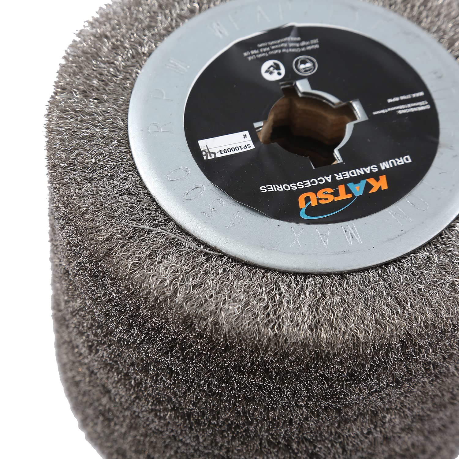 KATSU Levigatrice a Tamburo Spazzola Metallica In Acciaio Inox 120mm 0.15mm Diametro Filo Smerigliatrice Angolare Burnisher Lucidatrice Sostituzione SP10009346