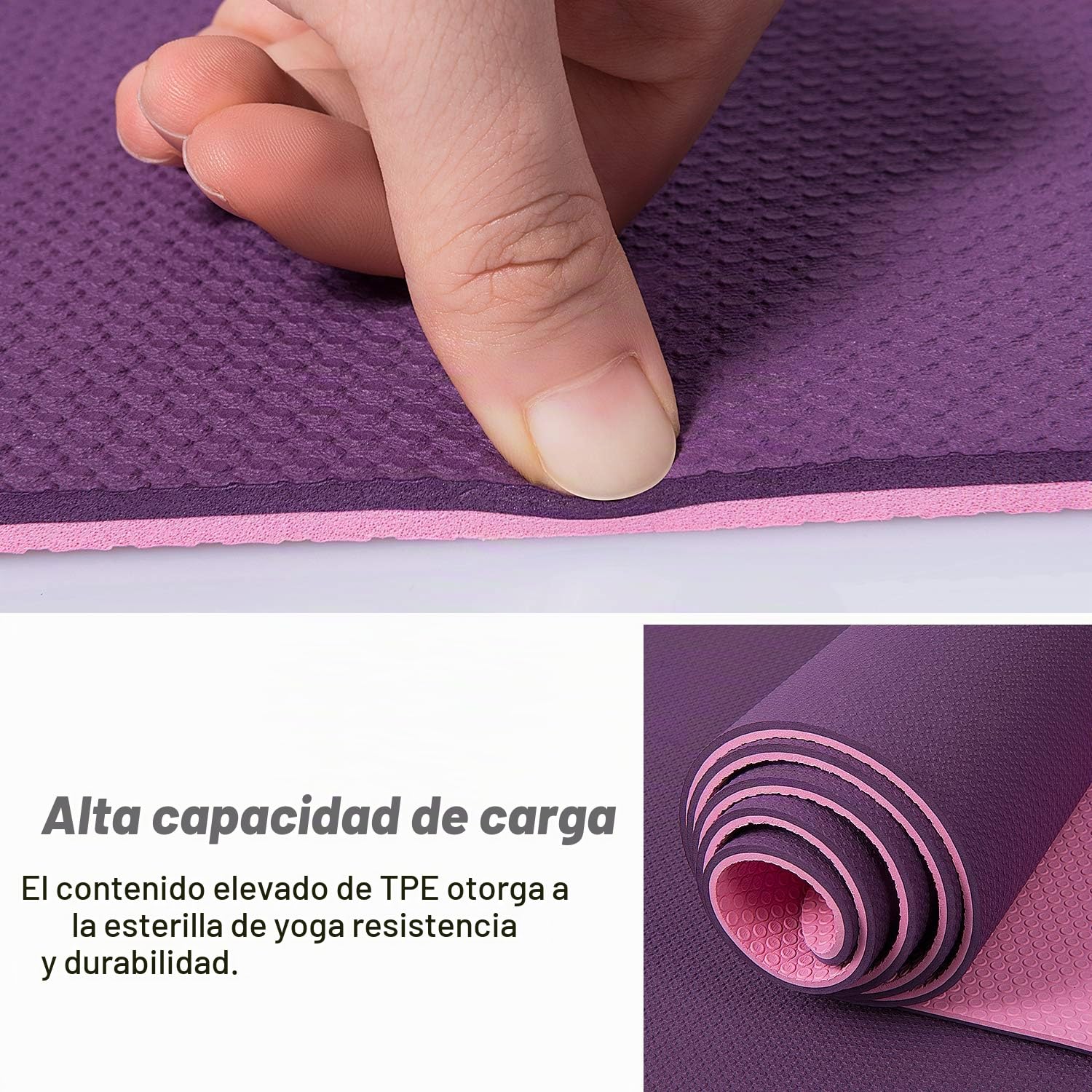 TOPLUS Esterilla de gimnasia, esterilla de yoga, esterilla de yoga, acolchada y antideslizante, para fitness, pilates y gimnasia, con correa de transporte