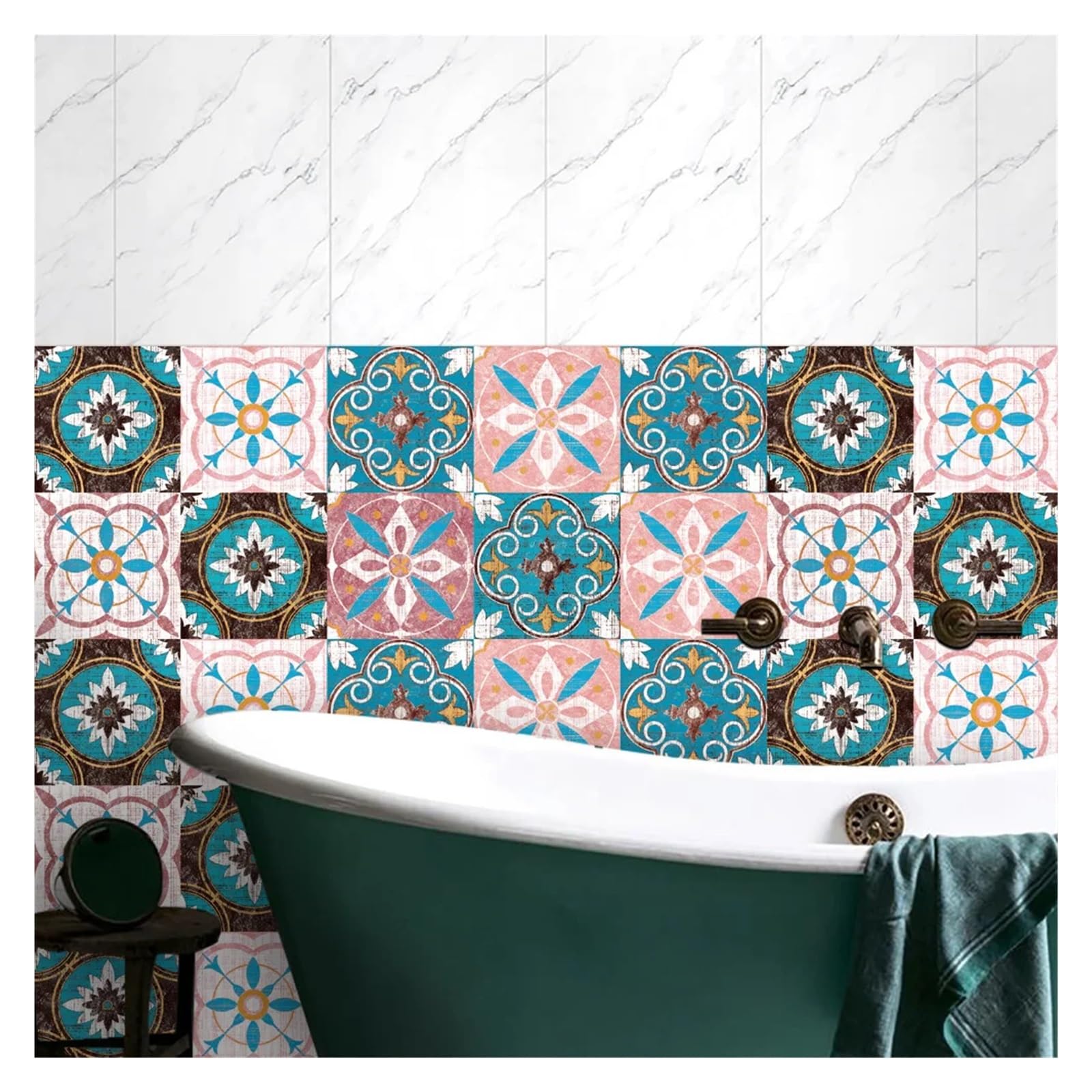 Tegelstickers waterdichte lichte bloem muur tegelstickers zelfklevend behang sticker keuken badkamer tegels decoratie sticker tegel sticker (MZ-6-087, 20 cm x 20 cm x 10 stuks Tegelstickers waterdichte lichte bloem muur tegelstickers zelfklevend behang sticker keuken badkamer tegels decoratie sticker tegel sticker (MZ-6-087, 20 cm x 20 cm x 10 stuks