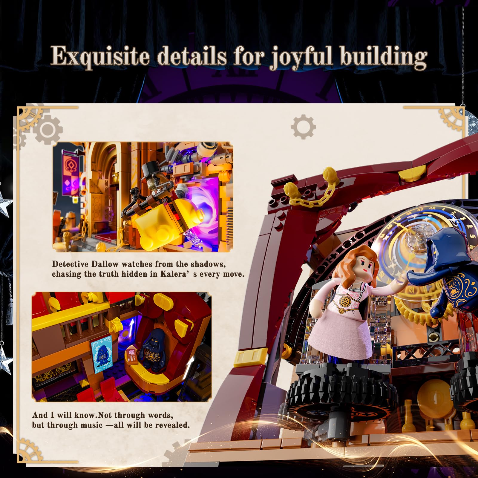 Lumibricks Steampunk Zeit-Opernhaus LED Klemmbausteine Set – 2810 Teile Viktorianisches Theater Modell mit 4 Lichtmodi, modulares Schnellbau-System, Sammler- und Display-Modell für Erwachsene - 3