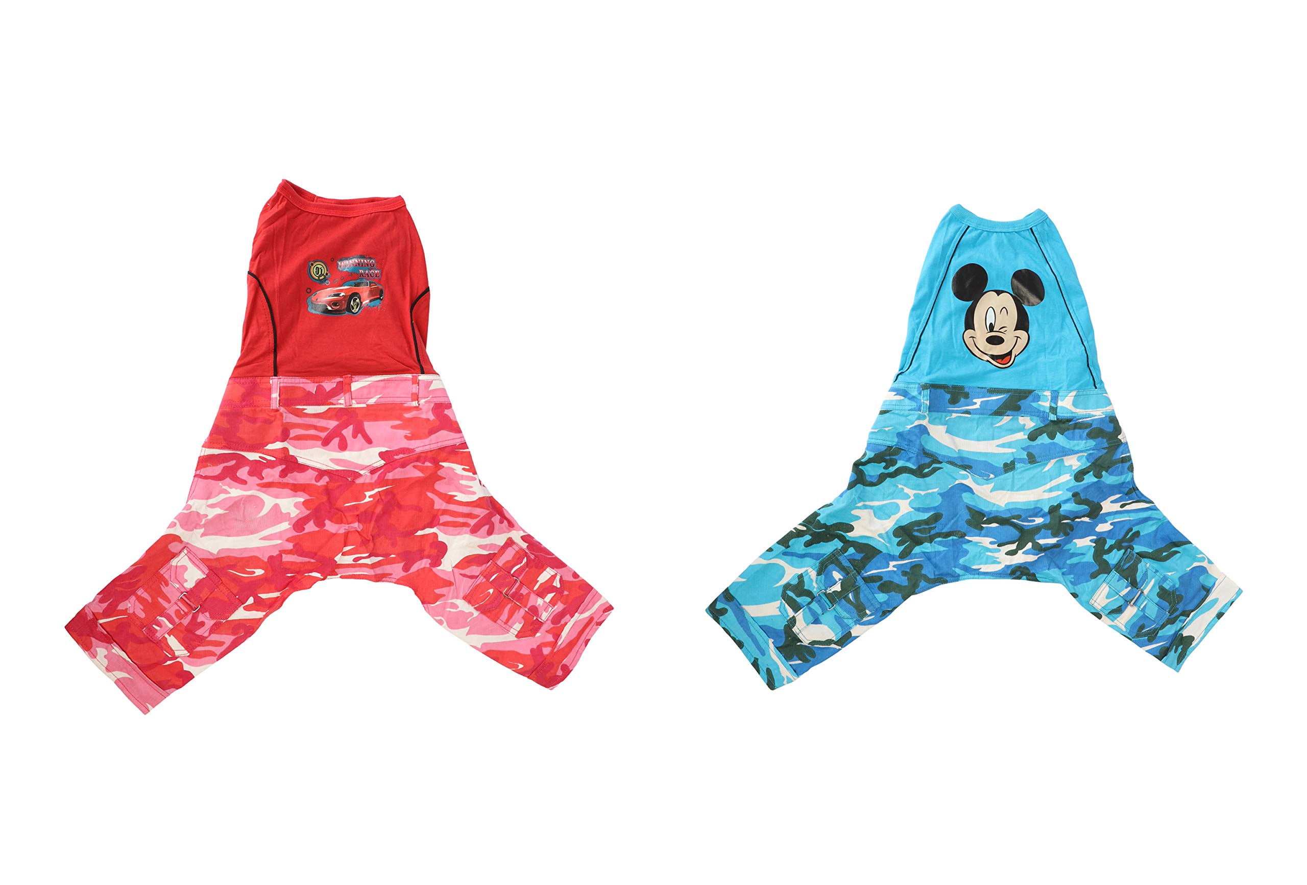 Oz International Pet Dog Cat Clothes Cotton Camouflage Jeans Four Leg Jumpsuits Dungarees Tshirt Pant with Two Pockets Jacket Costumes Apparel for Small Puppy Medium Dog and Large Dogs (20", red camouflage) (B0812ZFWZF) Amazon Price History, Amazon Price Tracker