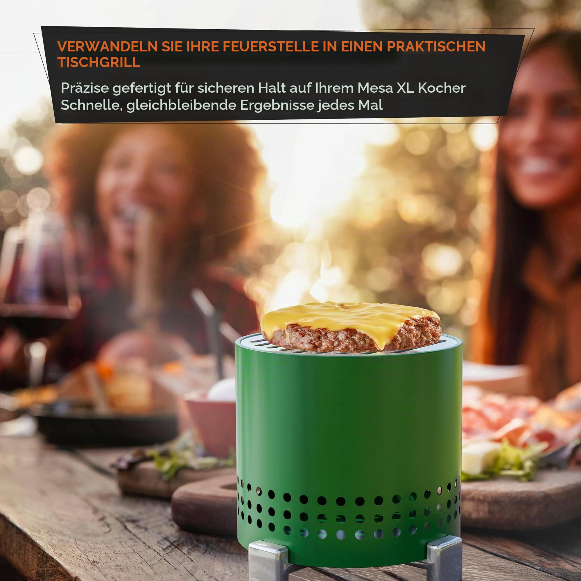 Grillplatte für Solo Herd Mesa XL Bundle - Edelstahlrost mit Sicherheitsgriff für kleine Solokocher Tischfeuerstelle - Kochen & Grillen mit Ihrem Solostove Mesa XL Zubehör von Hickory Summit