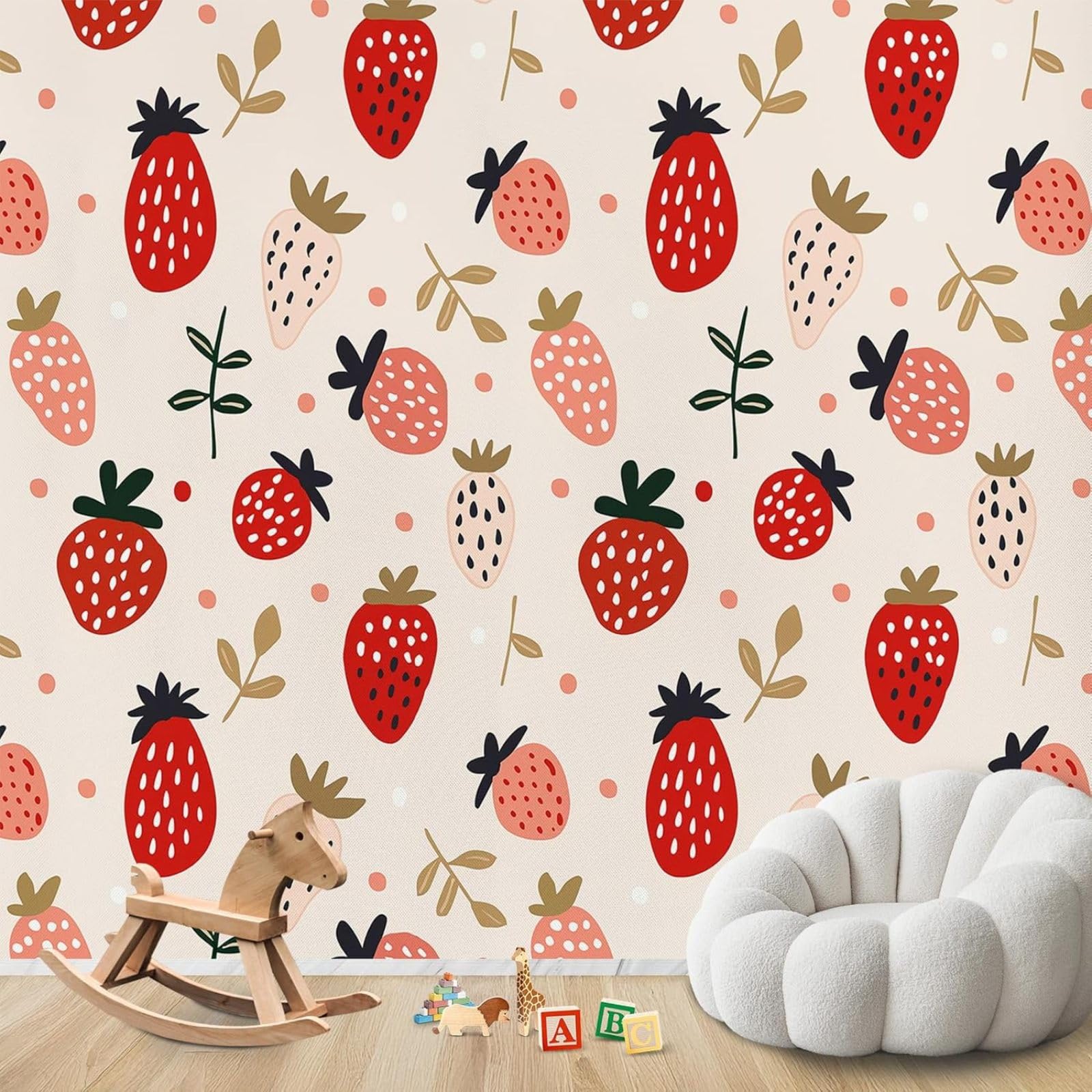 hgjdjhnf Photo Wallpaper Strawberry Girls Fruit Non-Woven ModernLiving Room Bedroom Children's RoomDecoration Motif Wallpaper,150cmx105cmSticker - Background- Painting - Poster