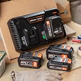 Evolution Power Tools Ładowarka akumulatorów R18CH-Li2 Kompatybilna ze wszystkimi akumulatorami litowo-jonowymi Evolution i Erbauer 18V EXT Li-Ion akumulator do nabycia osobno – Ładowarka dwuportowa