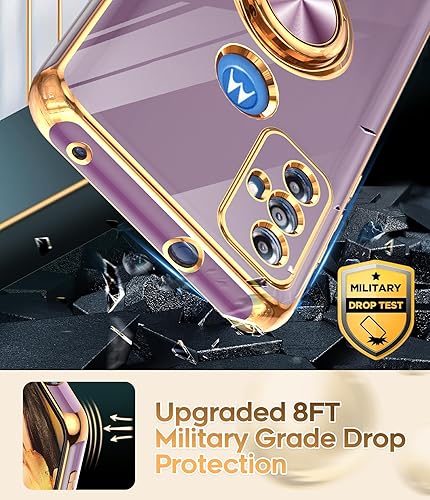 Miniatura 7 de LeYi Funda para teléfono Moto G Play 2023 con protector de pantalla de vidrio templado (paquete de 2) Soporte de anillo giratorio de 360, soporte