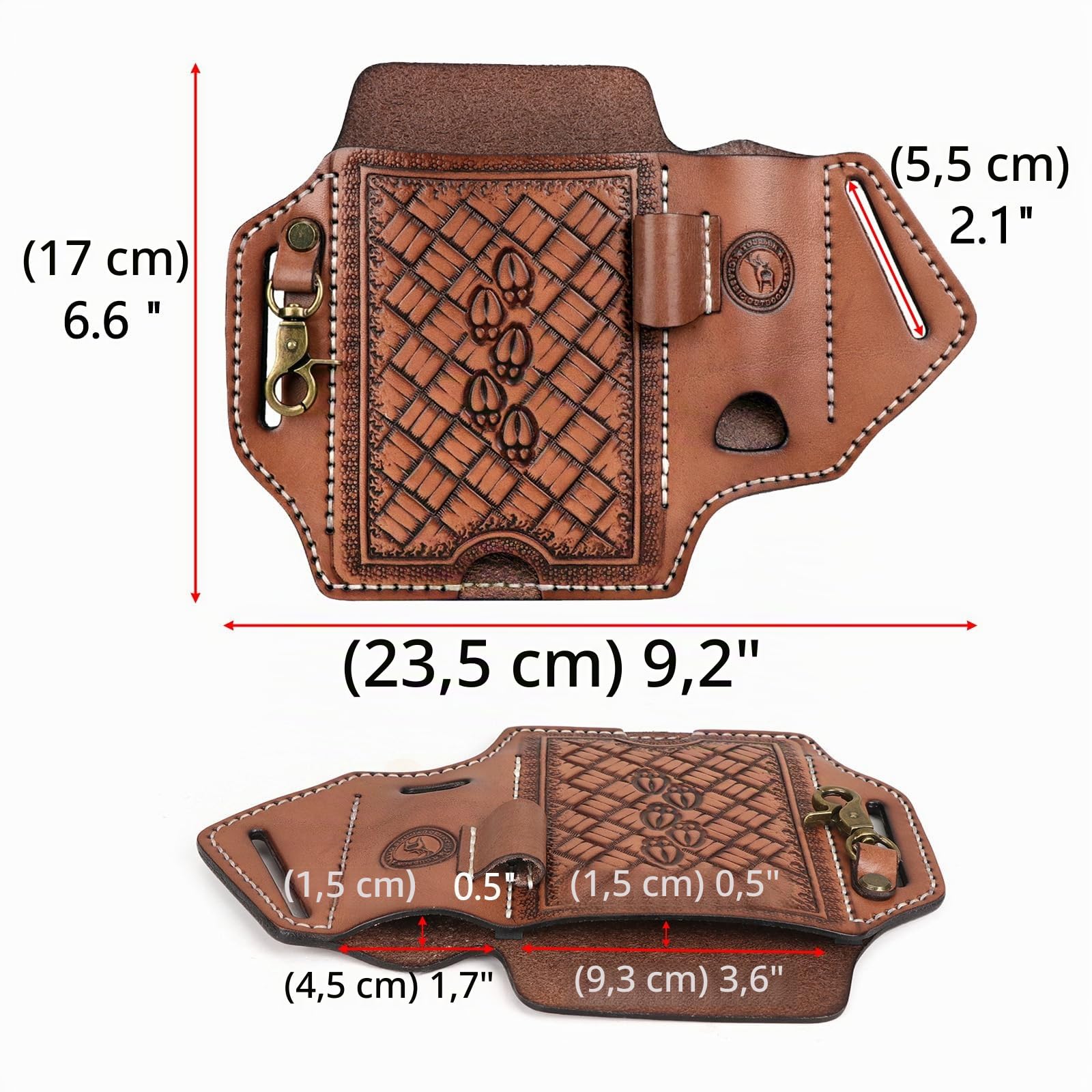 Tourbon Étui de téléphone en cuir véritable pour ceinture, couteau de poche EDC, étui multi-outils, étui pour smartphone avec porte-clés