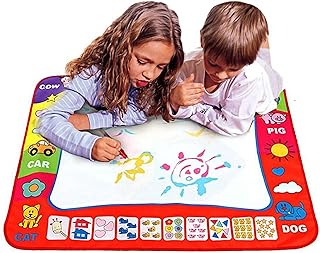 Water Doodle Mat, Magic Water Drawing Mat for Toddler, No Mess Water Drawing Painting Pad, Large 60x80 cm Aqua Drawing Painting Mat with Magic Water Pens, Educational Toys for 2-5 Year Olds Boys Girls