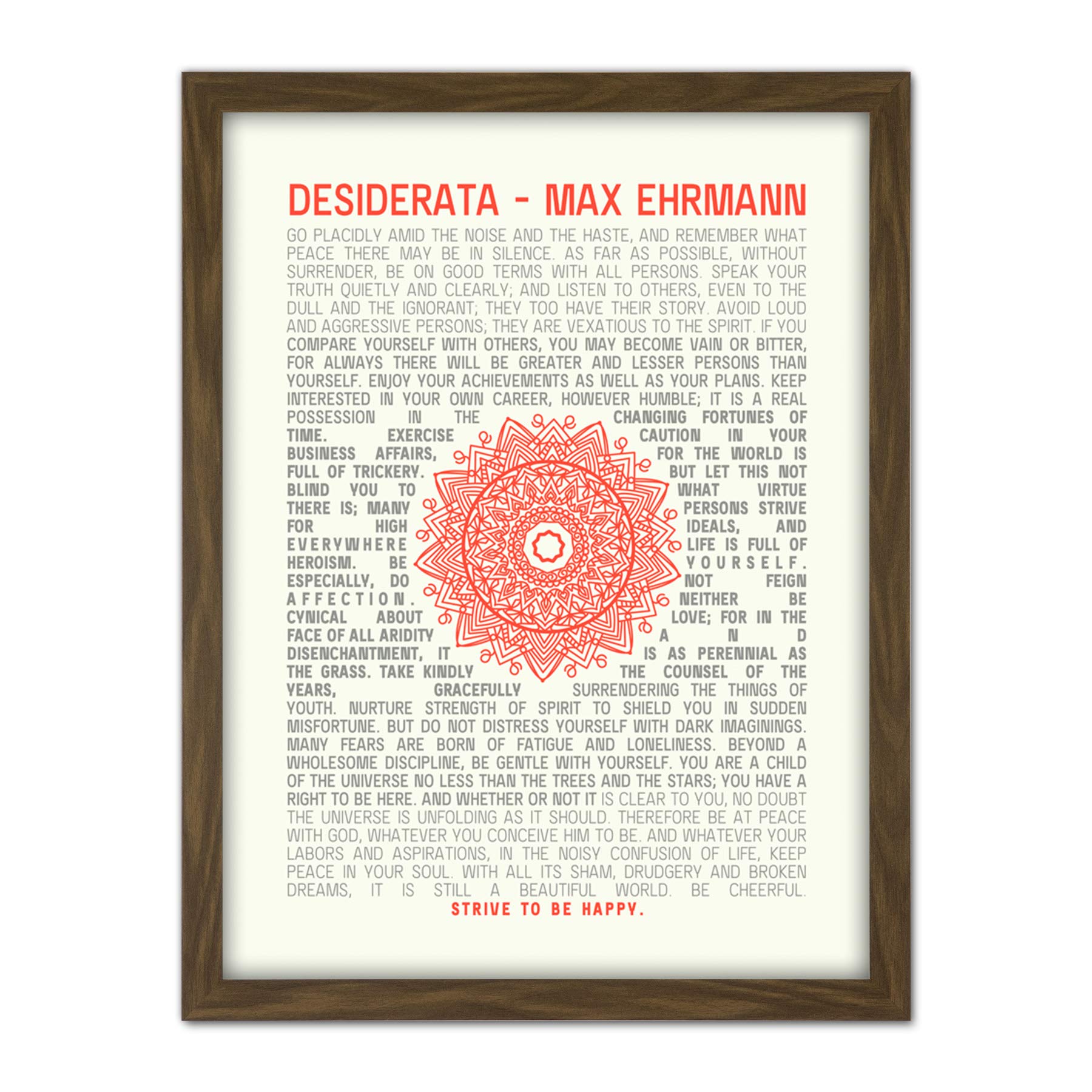 Wee Blue Coo Desiderata Ehrman Mandala Artwork Framed Wall Art Print 18X24 Inch