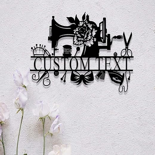 Custom Floral Sewing Metal Sign Personalized Sewing Machine Quilting Sign She Shed Wall Art Craft Sewing Room Decor Gift for Mom Sewer Tailor Seamstress