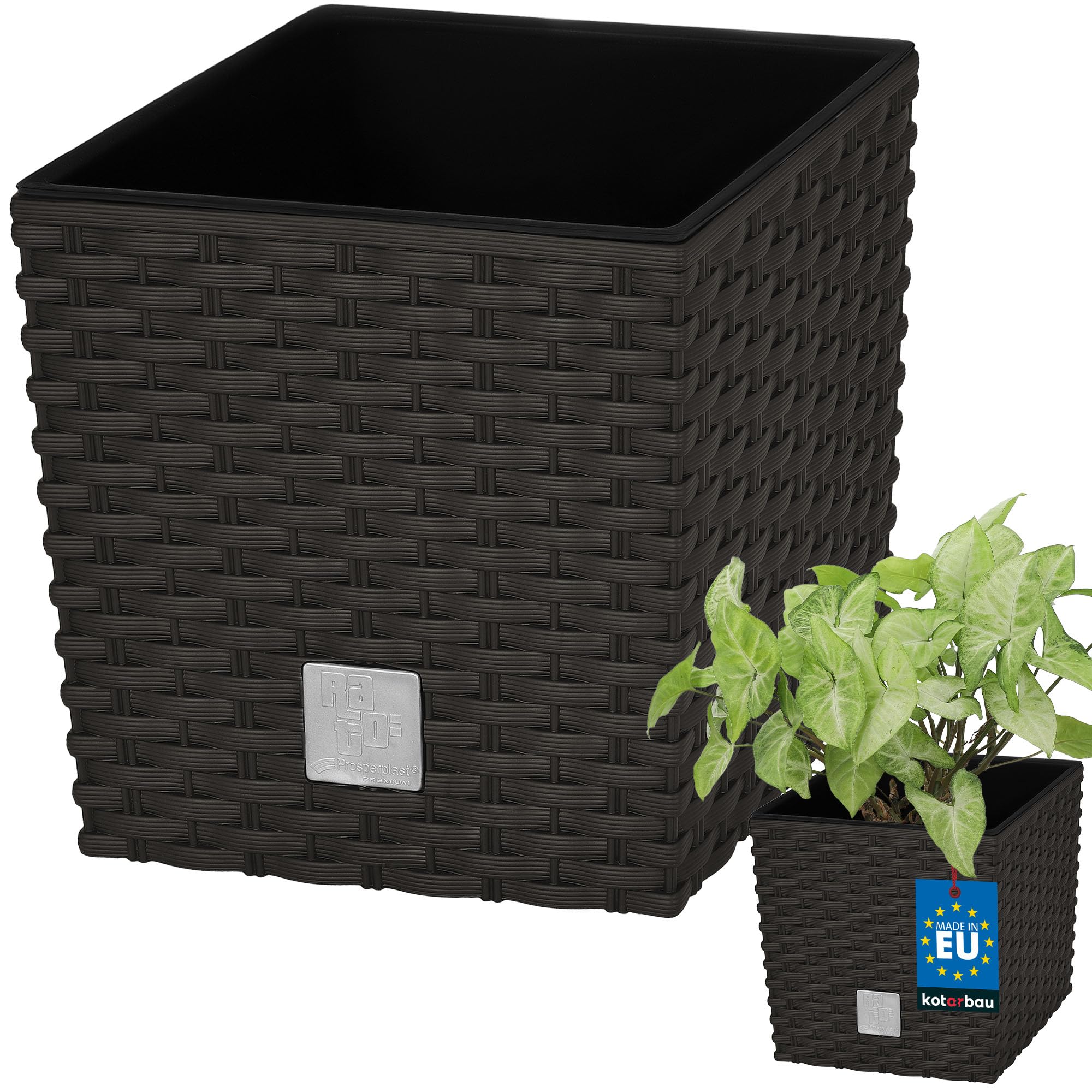 KOTARBAU® Macetero con Maceta Interior, 260 mm, Ratan sintético, Antracita - Gris Oscuro, Maceta Rato con patrón de Trenzado Que imita el Mimbre, Maceta Interior separada, extraíble, Cesta — view 22