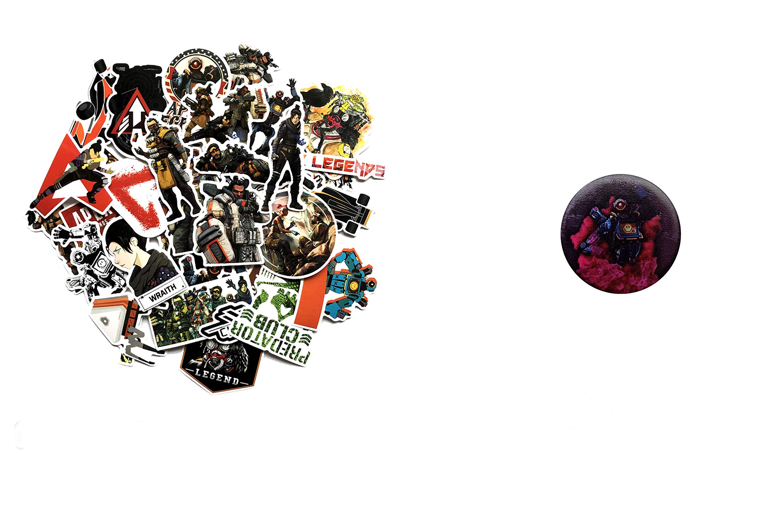 [ Valuable Pack ] 68 Waterproof Apex Legend Stickers for Laptop + Pathfinder Phone Grip for Car Motorcycle Bicycle Luggage Decal Graffiti Patches Skateboard Stickers