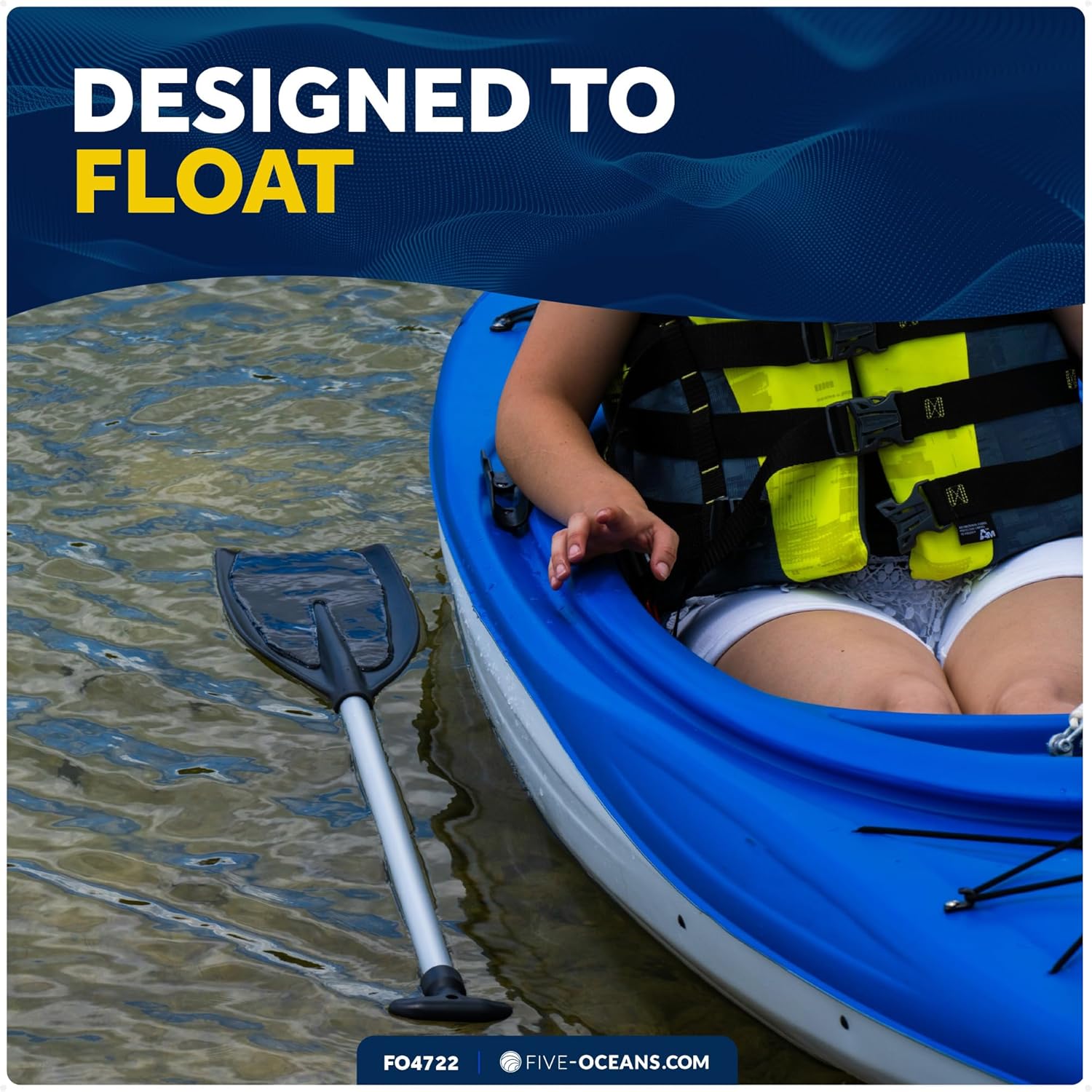 Five Oceans 4-Feet Canoe Paddle - Boat Paddle, T-Handle Oar Paddle for Canoe, Kayak and Small Boats - Corrosion-Resistant Floating Boat Paddles Marine-Grade Aluminum and Heavy-Duty Plasti