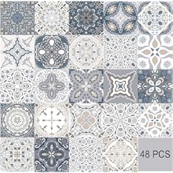 Ceramica Autoadhesiva HORIWE 48 pegatinas para azulejos de 4 x 4 pulgadas, PVC, impermeable, a prueba de aceite, autoadhesivas, bricolaje, baño, cocina, marroquí, decoración del hogar, 10 x 10 cm