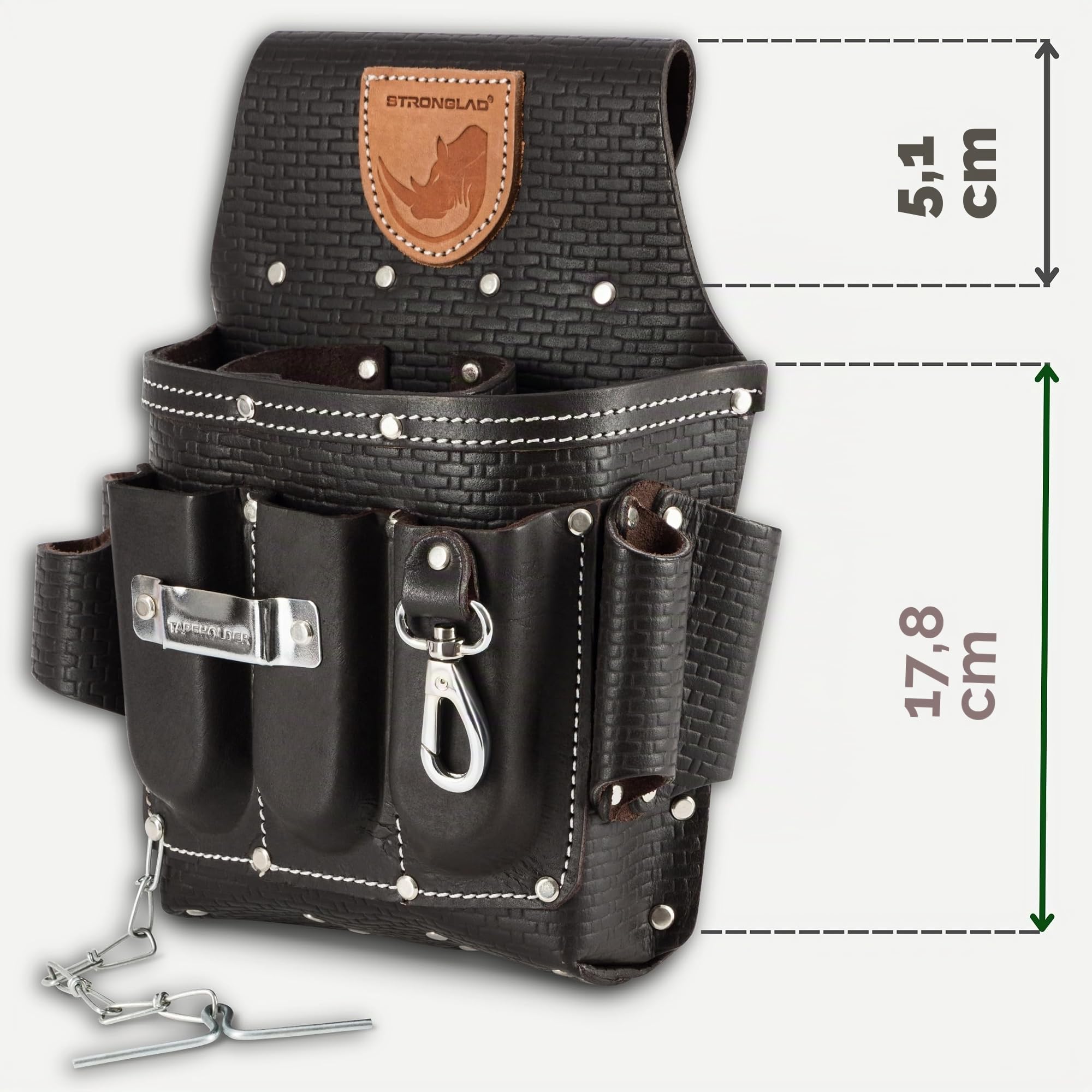 STRONGLAD Bolsa de herramientas de cuero, cinturones para hombres y mujeres, electricistas, bolsa de trabajo de utilidad para paneles de yeso, cinturón de herramientas de construcción de carpintero,