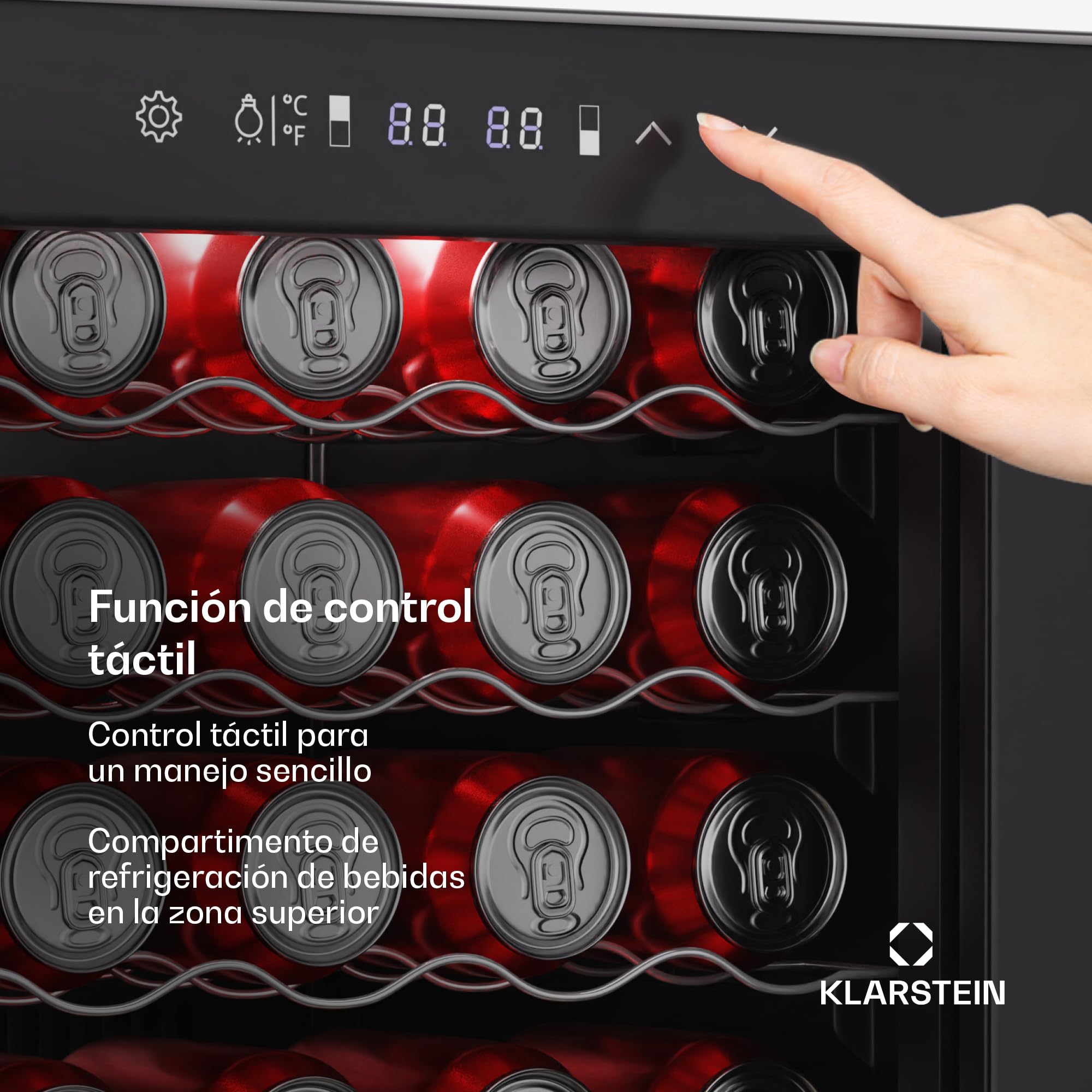 Klarstein Bovella 55 duo+ vinoteca - 55 botellas, 2 zonas, 5-18°c, control táctil, iluminación led, protección uv, independiente, nevera vinos