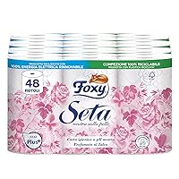 Foxy Seta | Carta igienica 200 strappi x 48 rotoli, 2 veli elevato spessore | Confezione