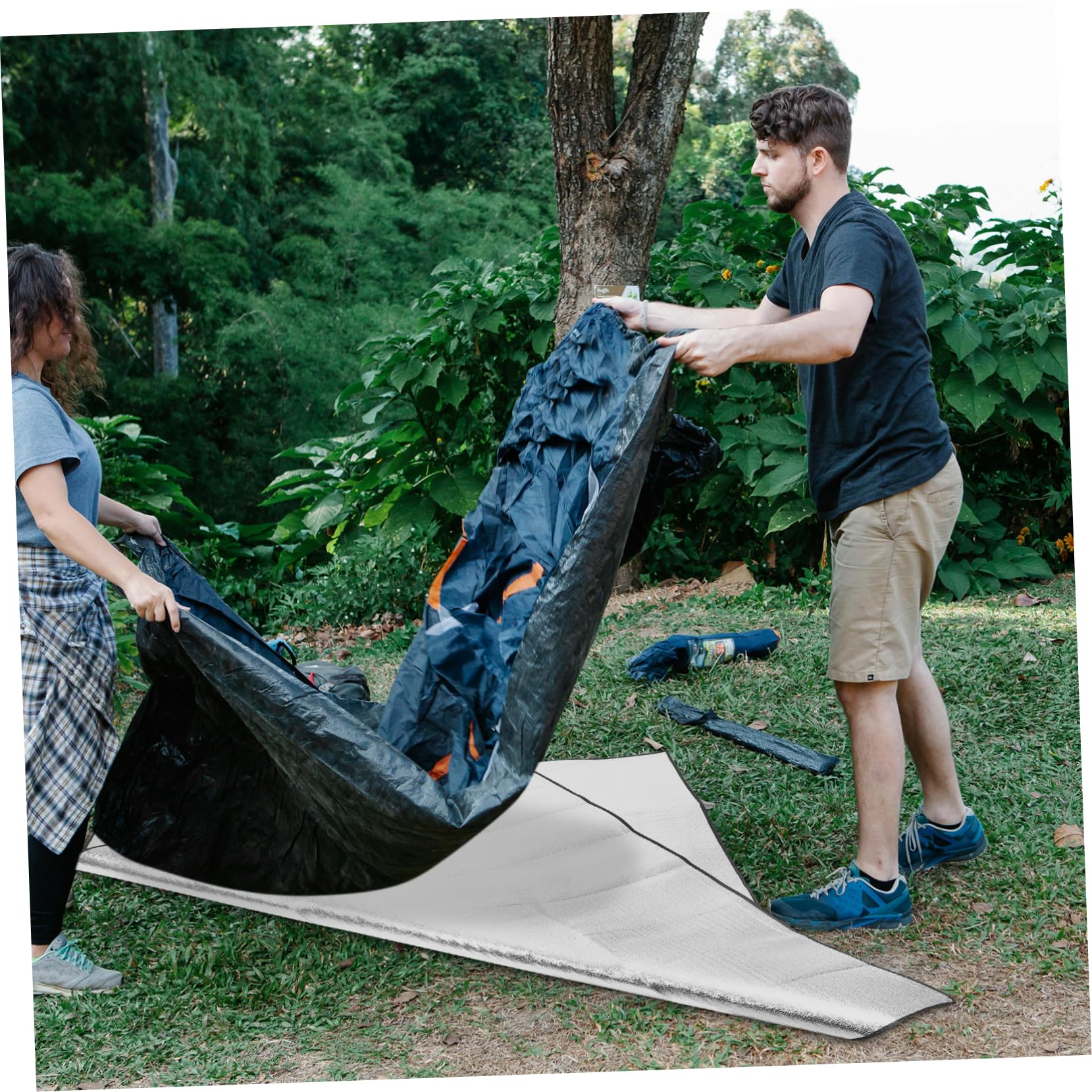 OUNONA Outdoor Camping Gear Aluminum Foil Sleeping Pad Lightweight Tent Floor Mat