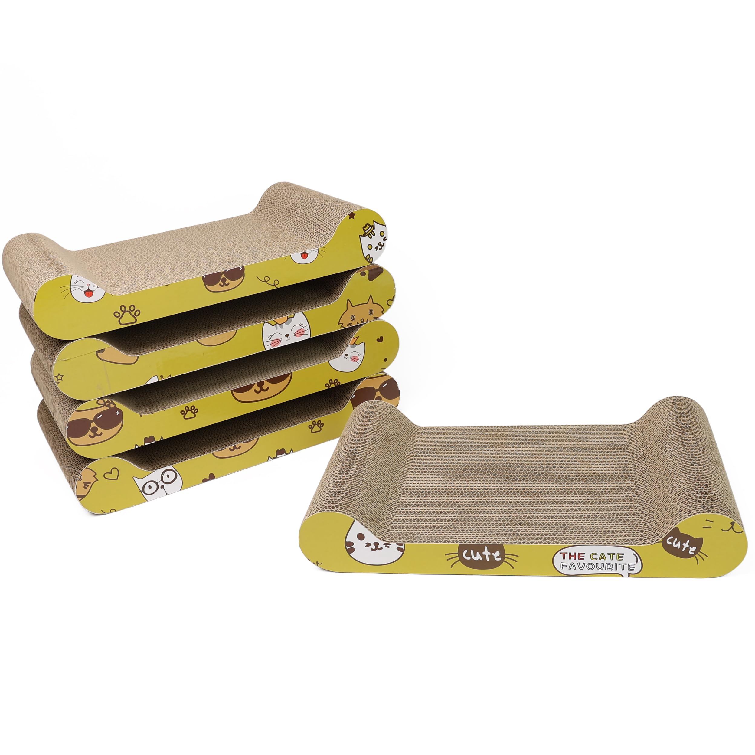 DIVCHI Cat Scratching Board 5 Pcs Cat Scratching Pad with Catnip | Cats Scratchers | Pet Cardboard | Bed For Kitty | Kitten Scratching Boards