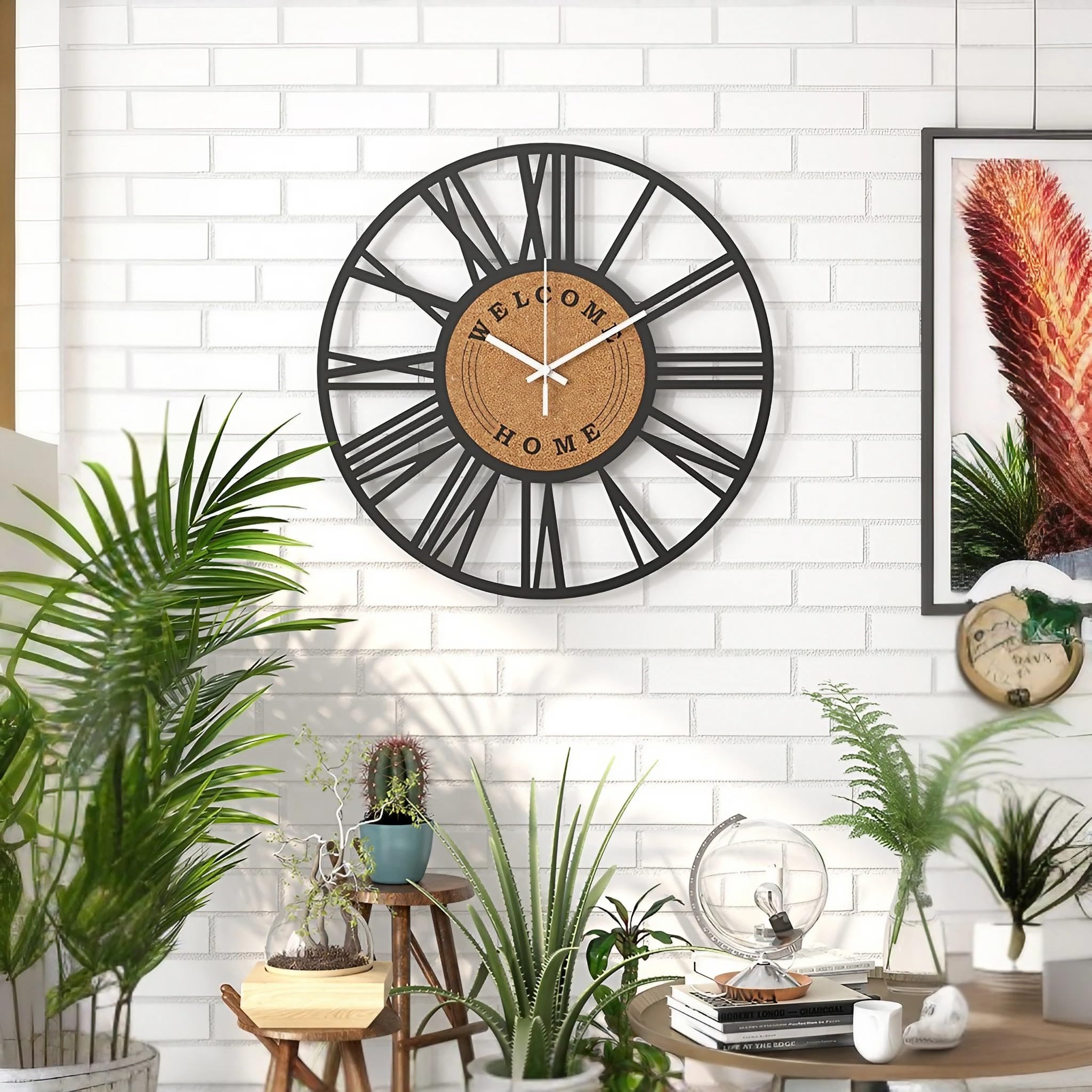 GUDEMAY 16" Large Modern Wall Clock, Minimalist Roman Numerals Decorative Clock, Silent Non-Ticking Battery Operated Movement for Living Room, Kitchen, Bedroom, Office, Home, Farmhouse Décor