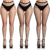 3 pcs black fishnet stockings for women&comma; fishnet tights plus size one size fit all