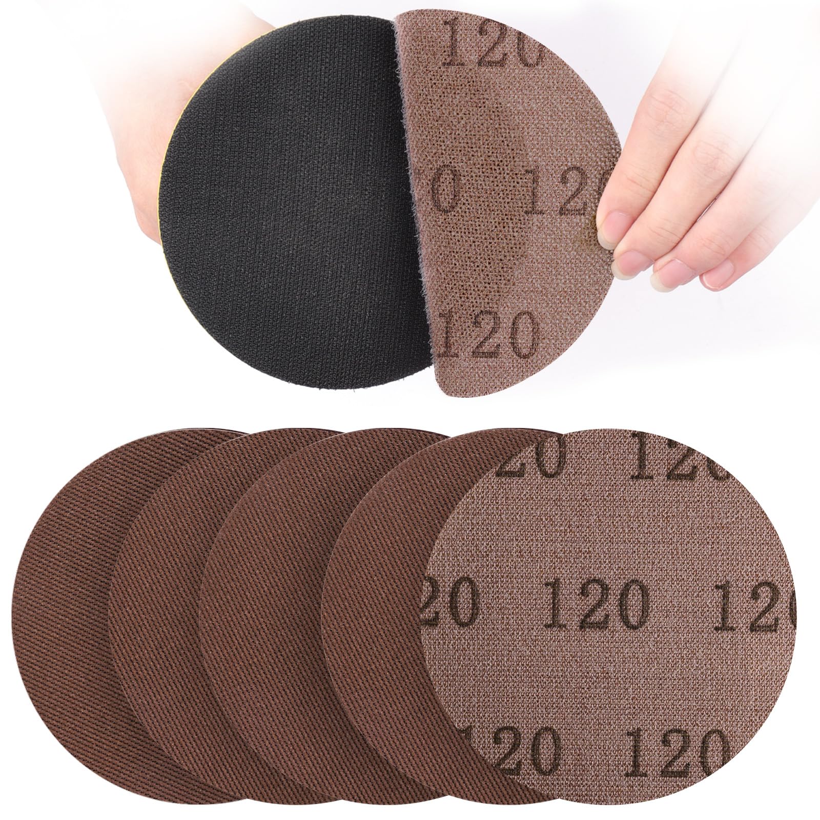 UMXIUO 30 Piece 150mm Mesh Round Sanding Discs Hook & Loop Grits 120, Suitable for 150mm Orbital Sanders