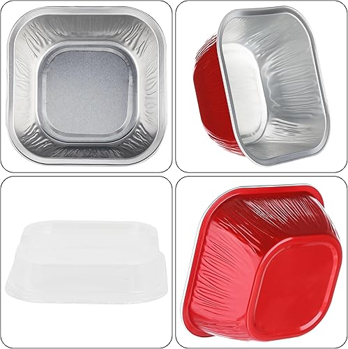 Miniatura 10 de Mini moldes para pasteles con tapas, 30 moldes de aluminio de 5 onzas con tapas, tazas desechables de papel de aluminio para cupcakes, San Valentín,