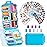 14 Grids Travel Pill Organizer Box with 415-Pcs Medicine Name Labels - Pocket Daily Pharmacy Case Container Kit - Travel Medication Holder Dispenser for Fish Oil Vitamin Supplement Storage - Blue