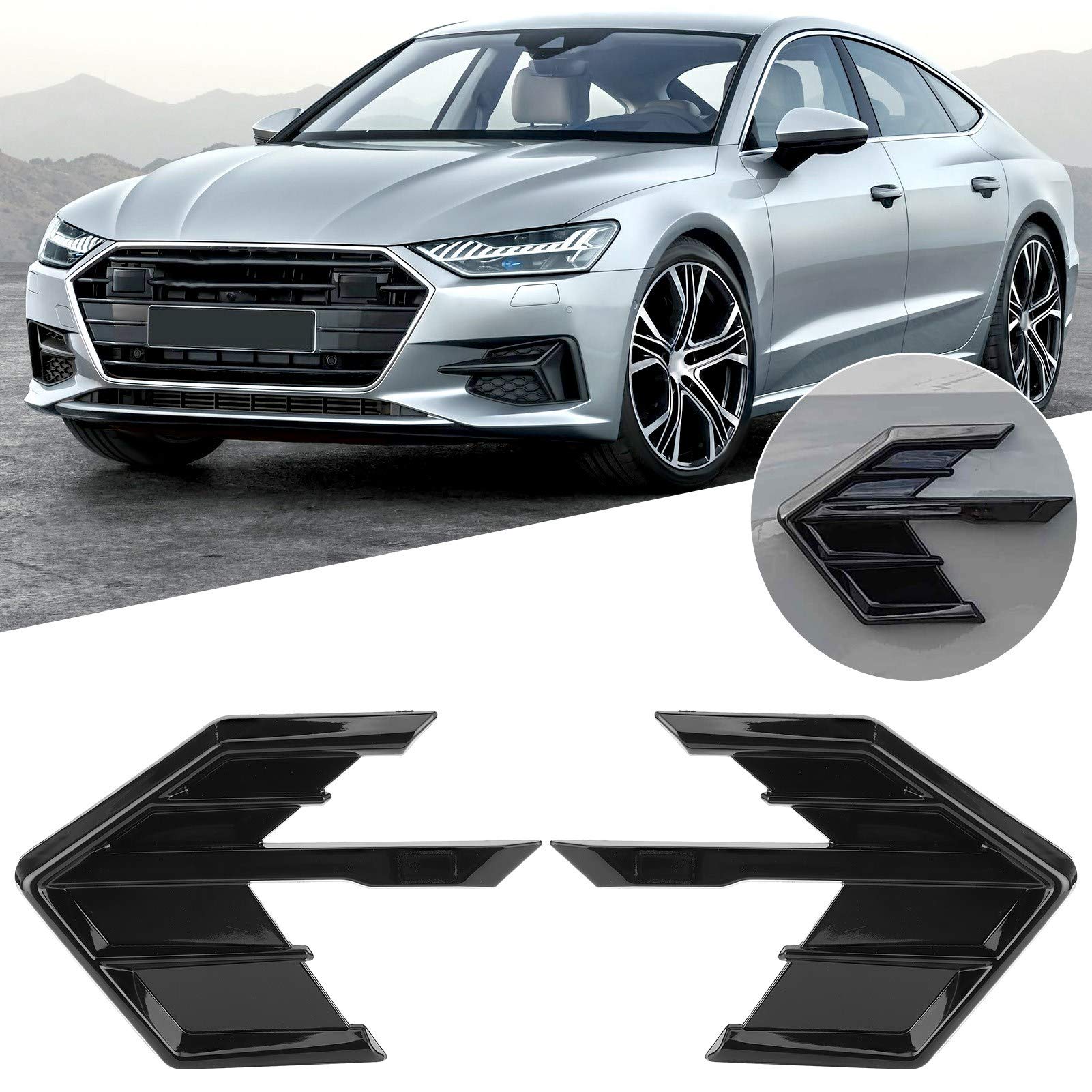 JNNJ 2 Pezzi Flusso D'aria Copertura Decorazione Laterale Parafango, Cofano Esterno Presa D'aria Presa D'aria, Copertura Presa Aria Laterale, Auto Esterno Parafango Sfiato Aria Copertura(Nero